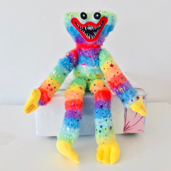 17” Glittering Huggy Wuggy Plush Stuffed Monster Laughing Toy-Rainbow - Picture 2 of 5